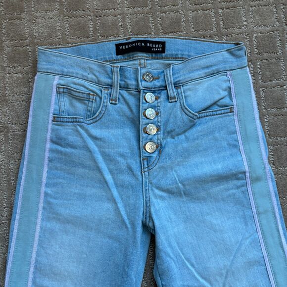 Veronica Beard Carolyn Baby Boot High Rise Jeans Women's Sz 25 Button Fly Light - Picture 2 of 9